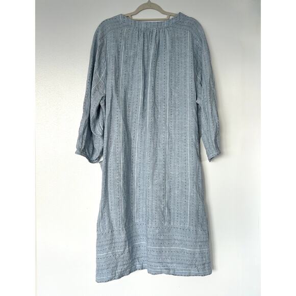 NWOT Poetry Blue Linen Blend Tunic Dress UK 20 US 16 Boho Cottagecore Pockets - Picture 10 of 13